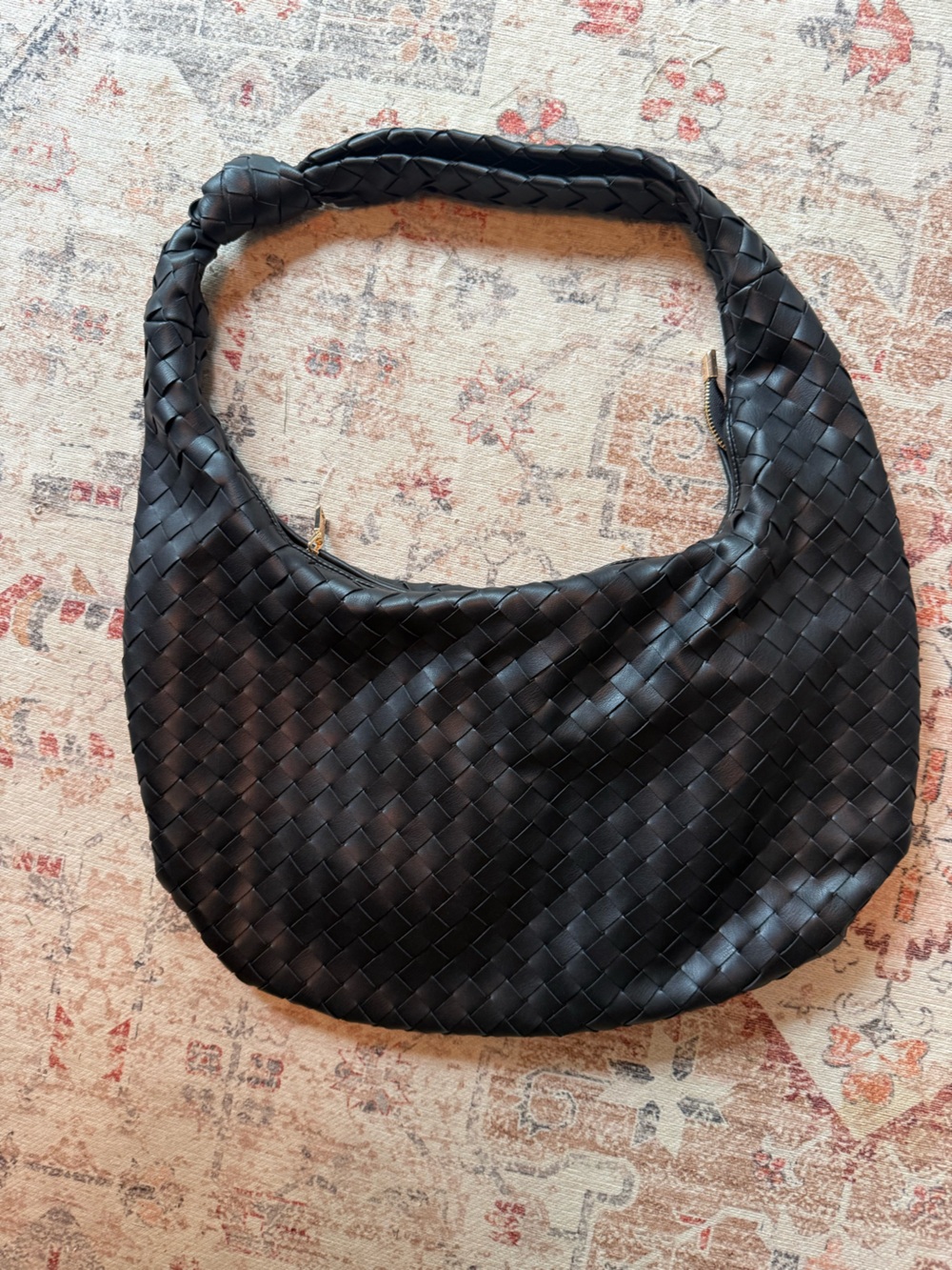 Anthropologie Black Melie Bianco Brigitte Large Woven Hobo Bag outside great